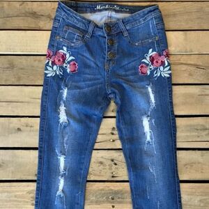 Machine "Found Myself Thinking" Jeans - Medium Wash - Sz 1